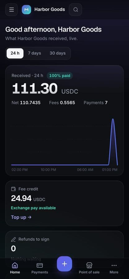 Stablecoin Checkout app on a phone